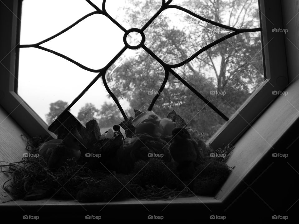 Monochrome, People, Window, Indoors, Backlit