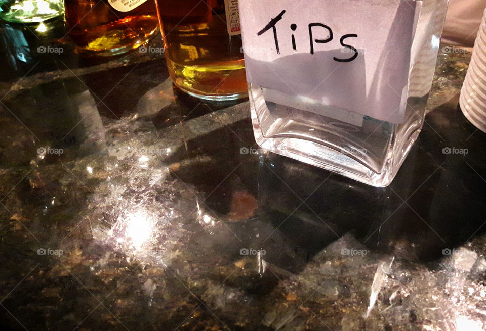 tip jar on the bar
