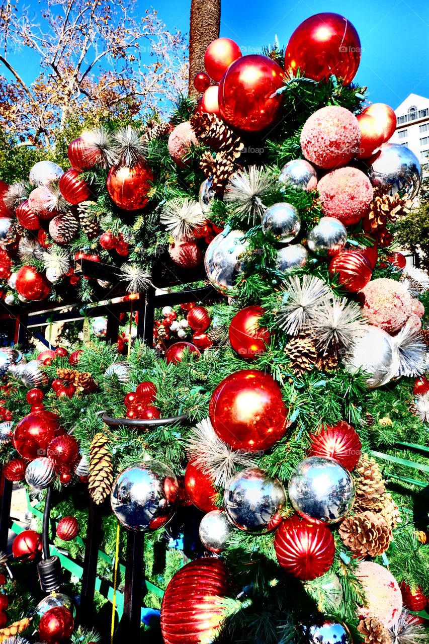 Outdoors, christmas decorations.