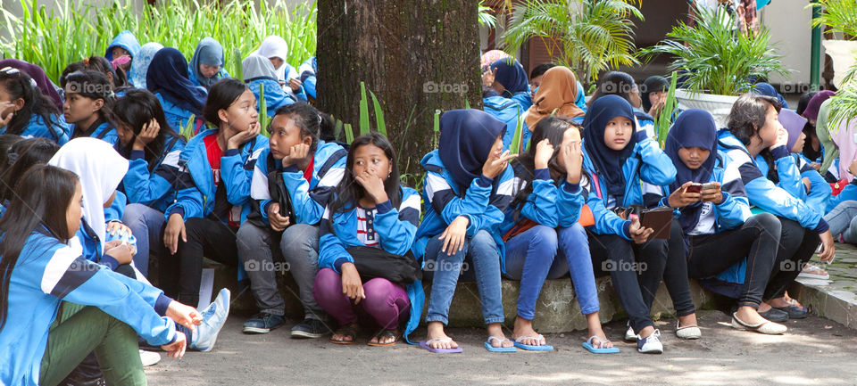 A group of Indonesian school girls