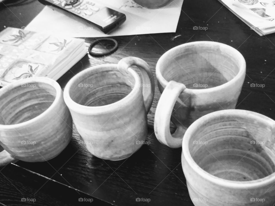 stoneware coffee cups pottery