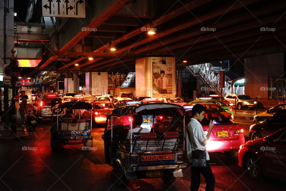 Bangkok busy traffic at night