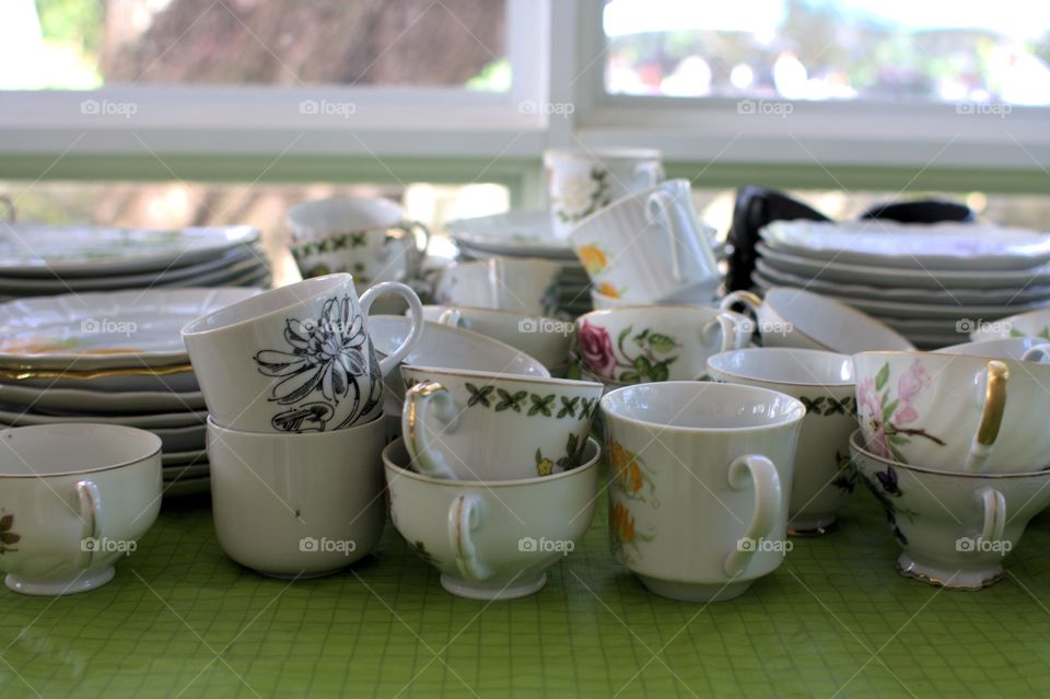 stacks of tea cups