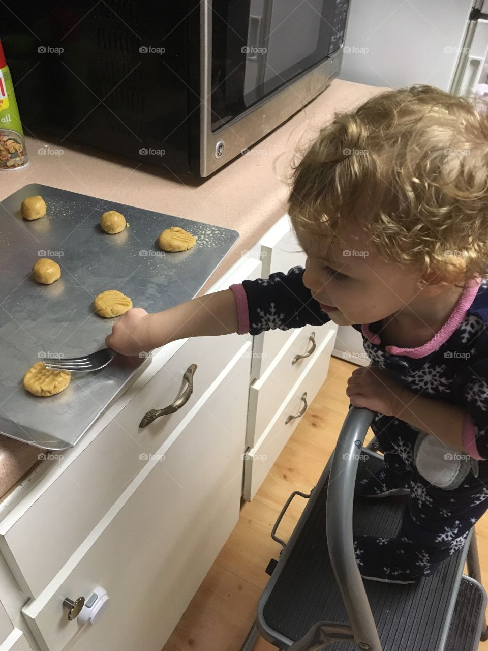 Baking peanut butter cookies with my daughter