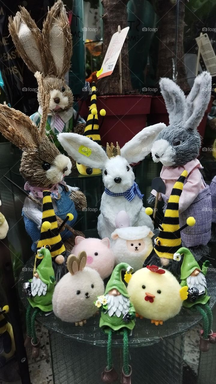 Easter bunnies composition