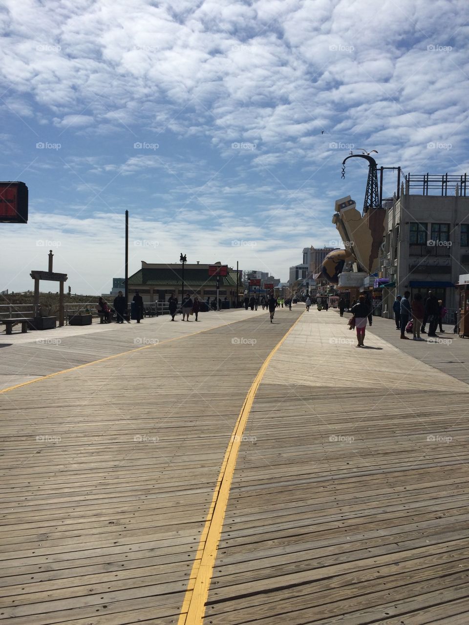 Boardwalk at Atlantic City, with its distinct wooden architecture