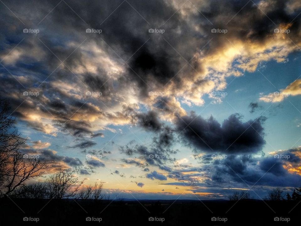 Sunset colored clouds