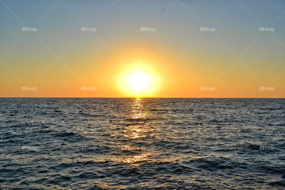 Sunset, Water, Sun, Dawn, Sea