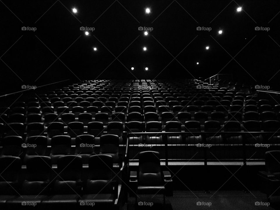 Empty movie theatre.