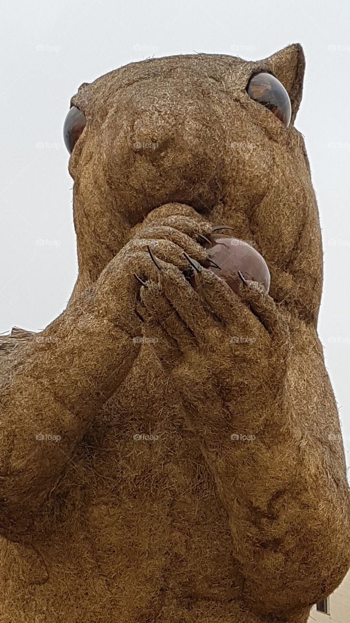 Artificial squirrel statue in Almaty