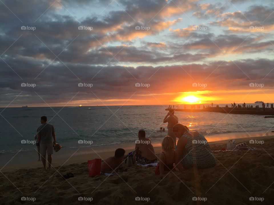 Breathtaking sunset in Hawaii. 