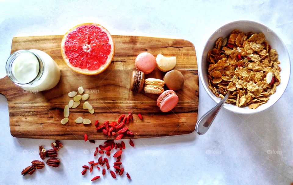 High angle view of healthy breakfast