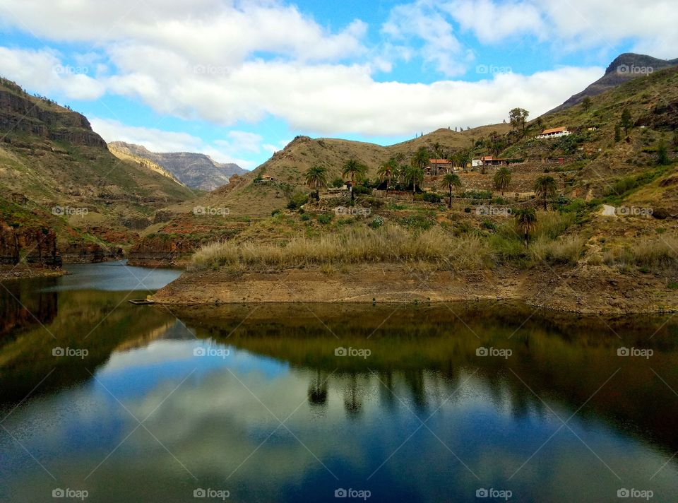 adventures in the mountains of gran canaria - mountain lake view - canary island in spain