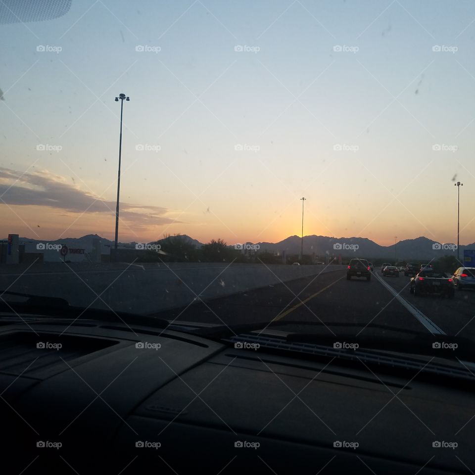 Car, Transportation System, Vehicle, Light, Sunset