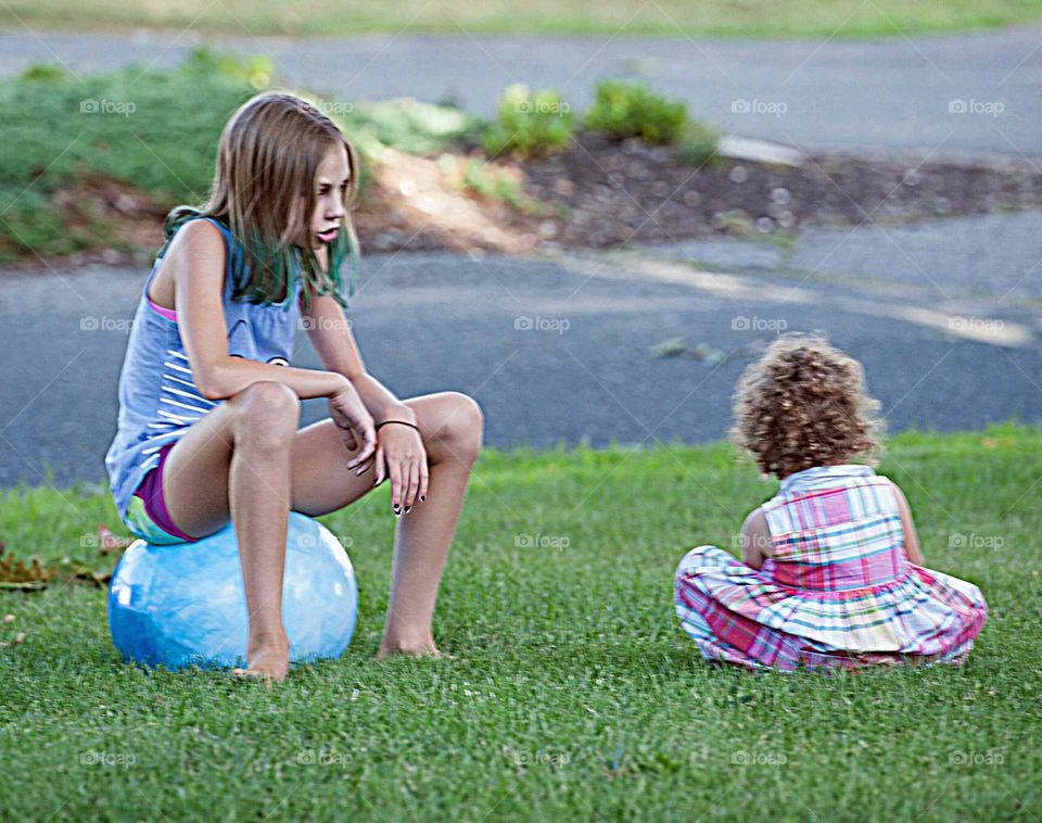 lecture. big sister teaching to share