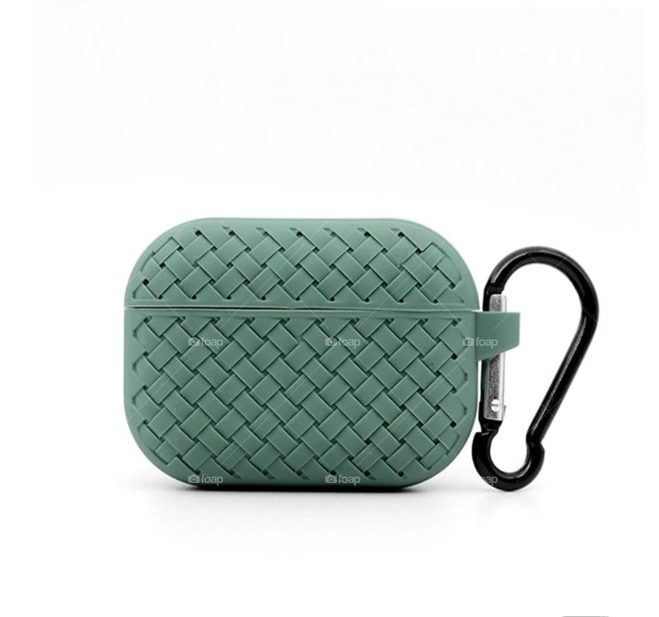 new arrived green silicon air pod cover with white background