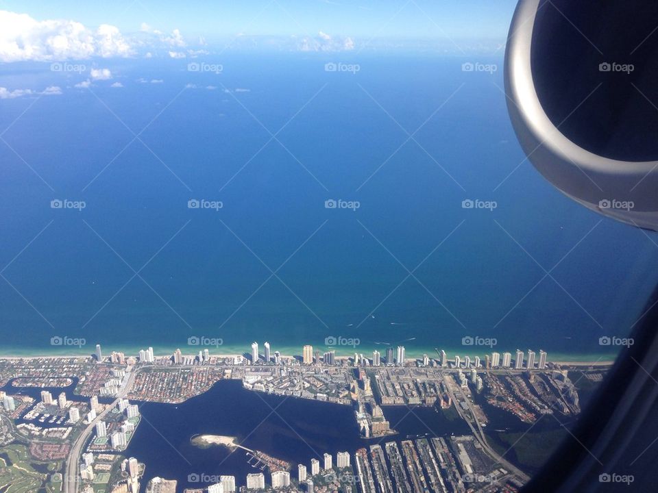 Miami beach from the plane window