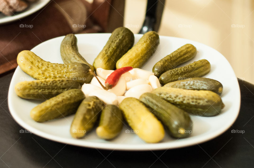 green salted cucumbers