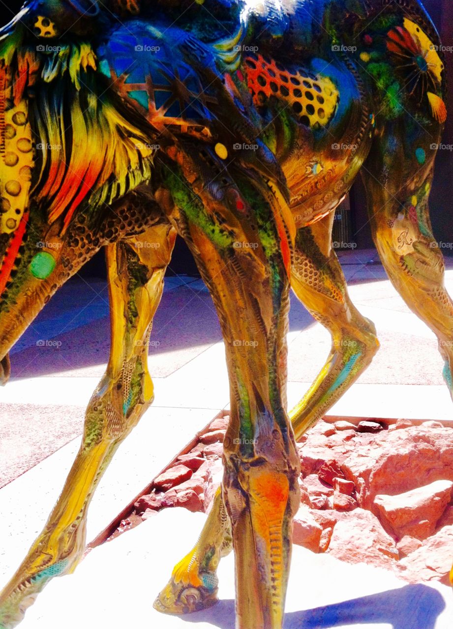 Colorful horse statue close up