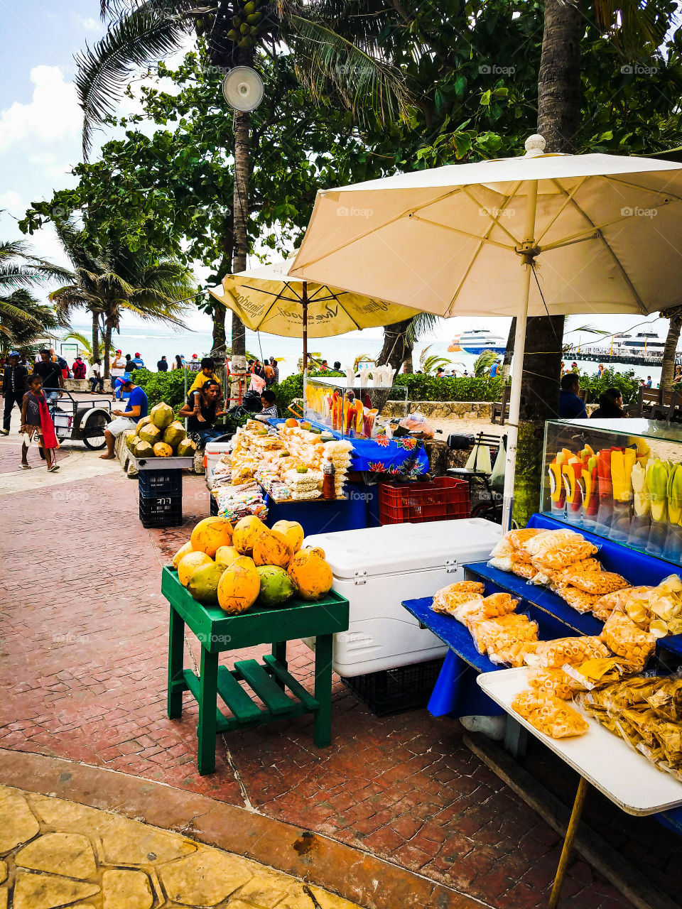 Market off the Playa Del Carmen ferry terminal