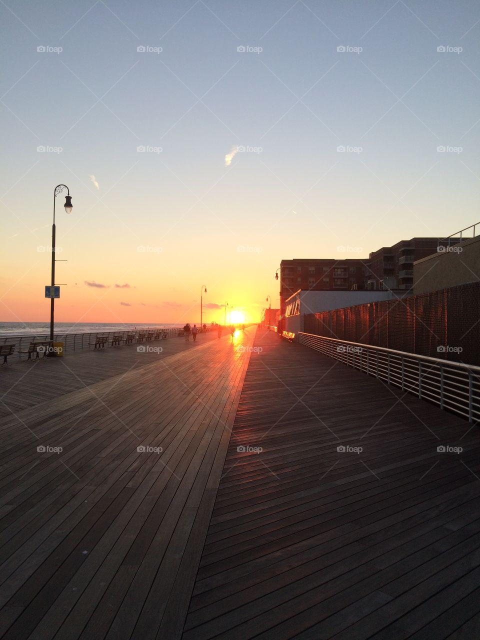Sunset at LongBeach boardwalk in NY. 