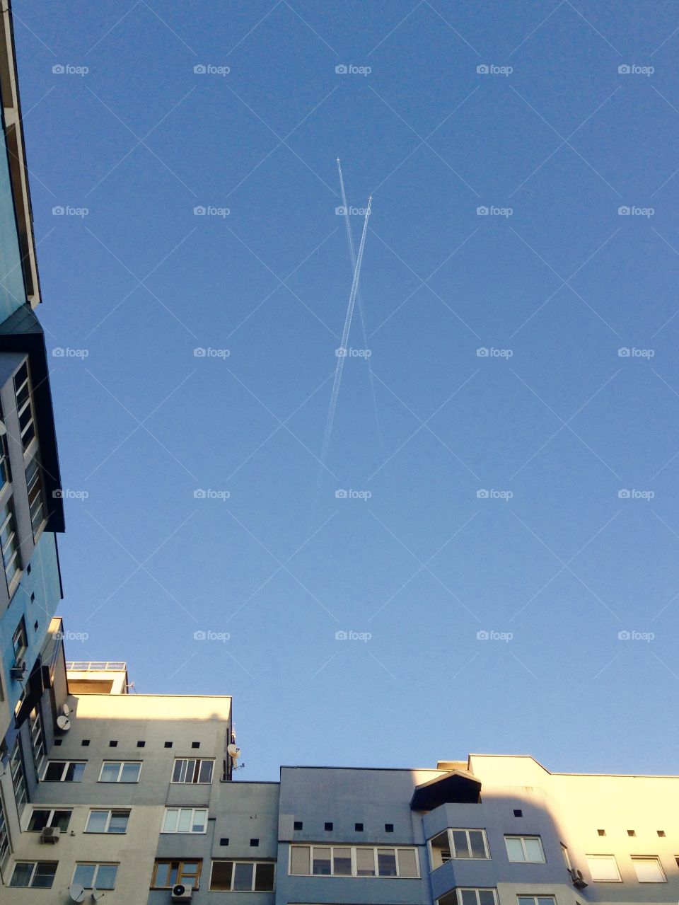 Airplane in the blu sky 