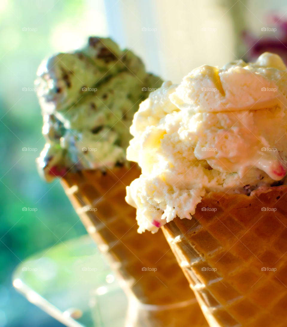Close-up of vanilla ice cream cone