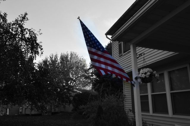 American flag black and white