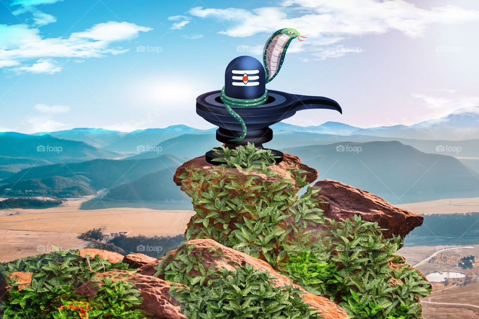 Shiva lingam on mountain beautiful nature picture