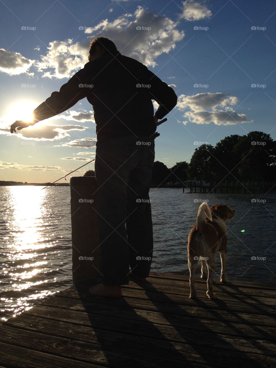 Fishing with dog