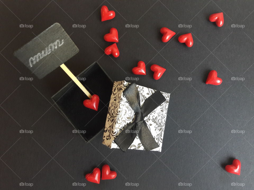 Gift box and heart shape candy