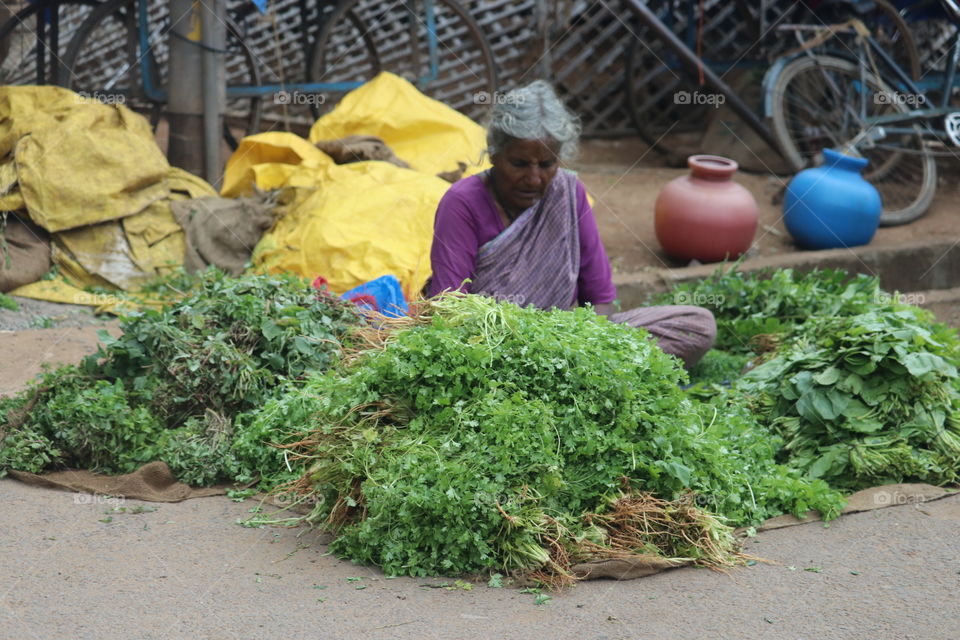 vegetable seller old woman