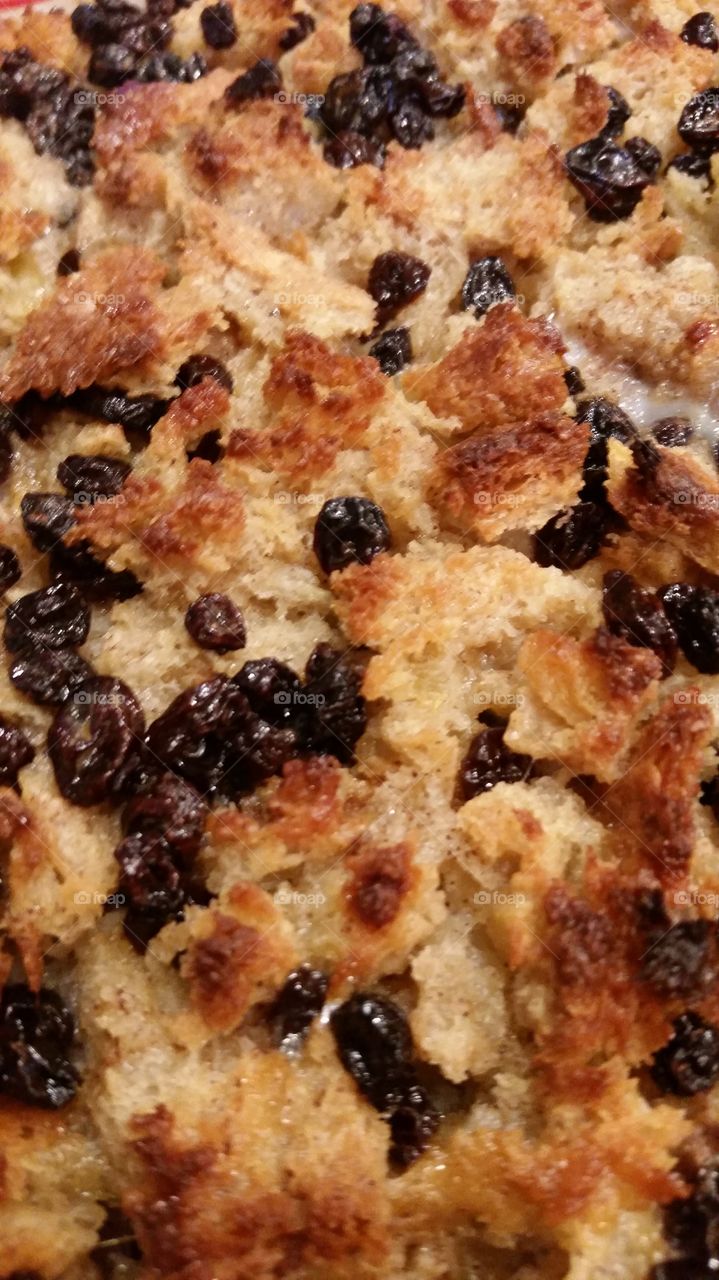 Fresh baked bread pudding