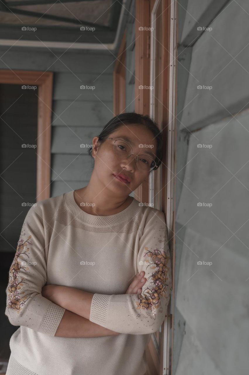 A portrait shot of a Tangkhul Naga woman and a mother of two kids.