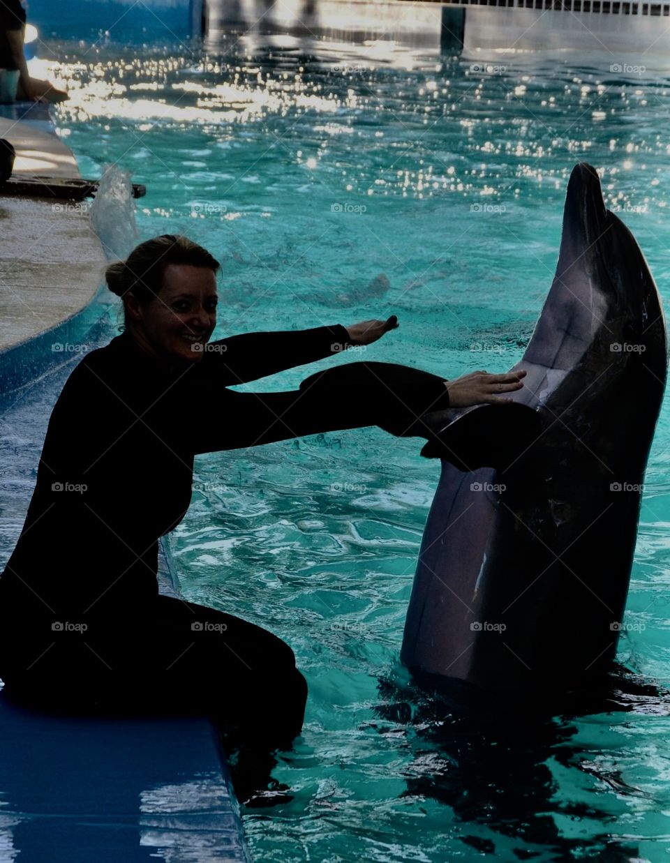 Swimming with the dolphins.