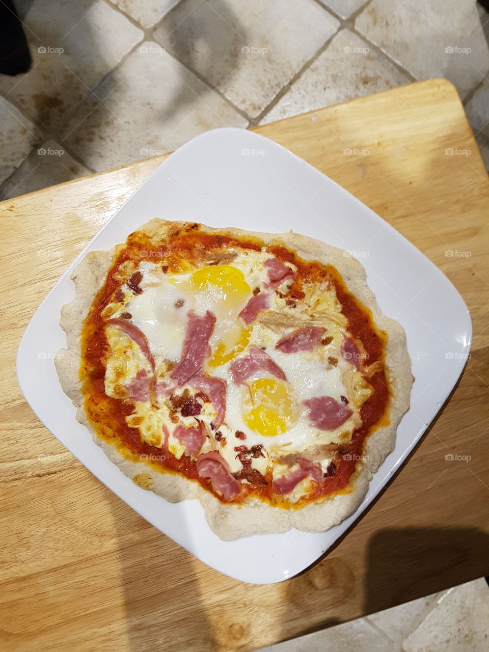 Homemade breakfast pizza