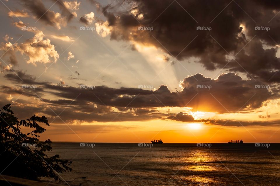 Beautiful sunrise and sunlight over the sea
