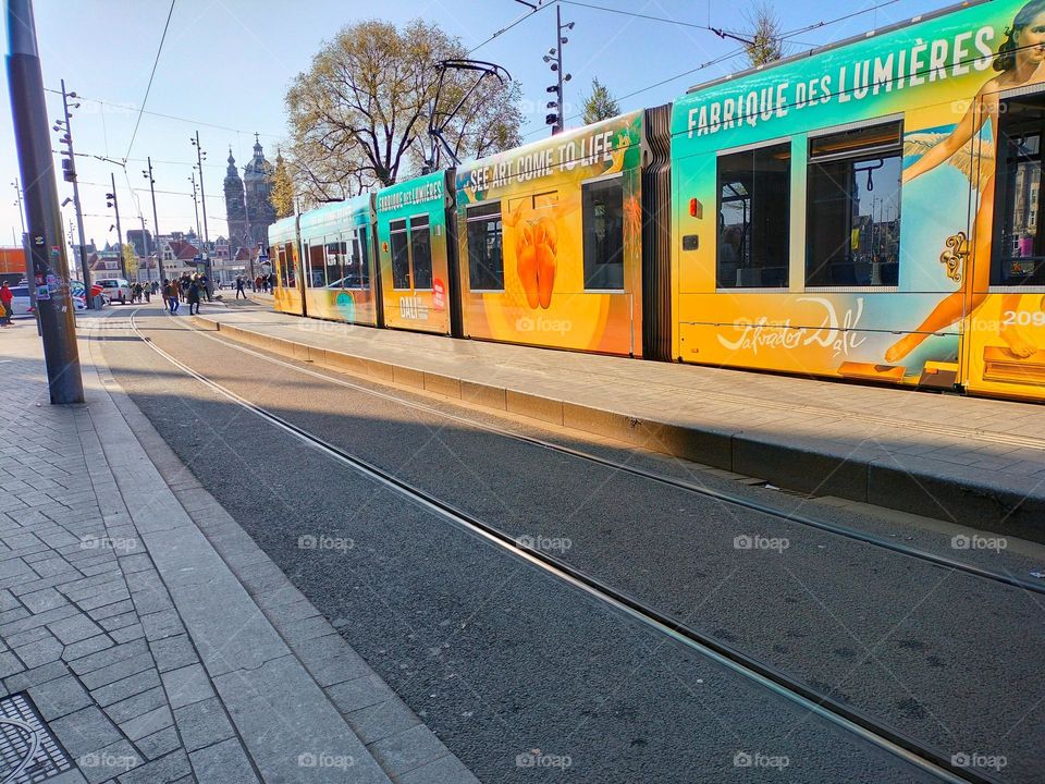 City Tram of Amsterdam Used by Commuters