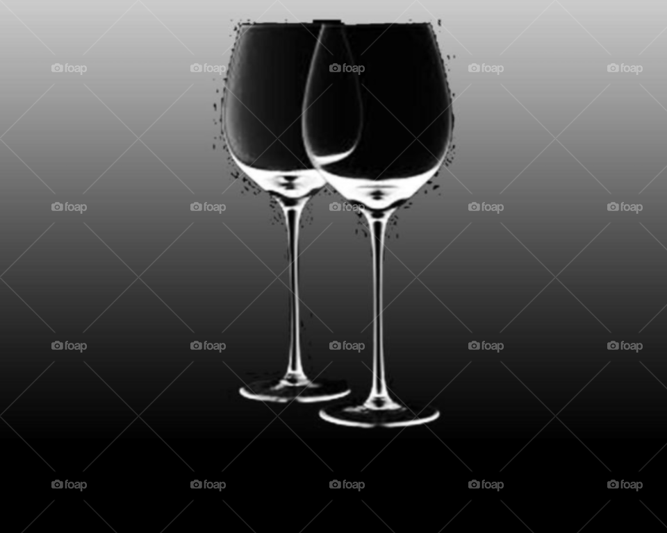 Title- Two to kiss,two to hug,but best of all there's is two to love
Description - Black and White image of two glasses.