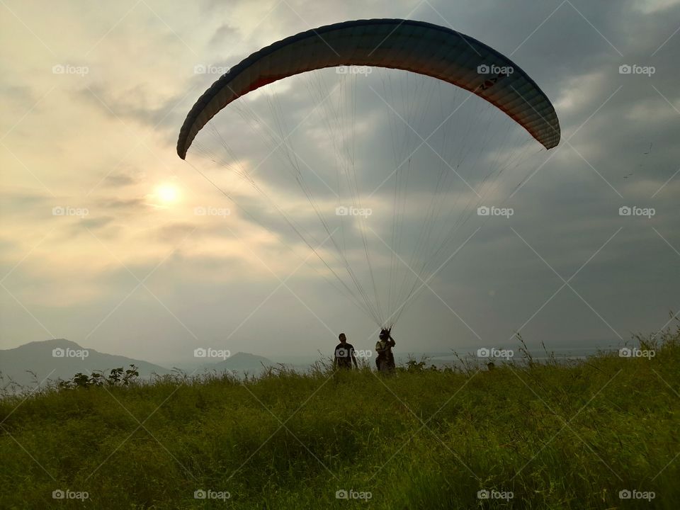 Paraglider ready to take off