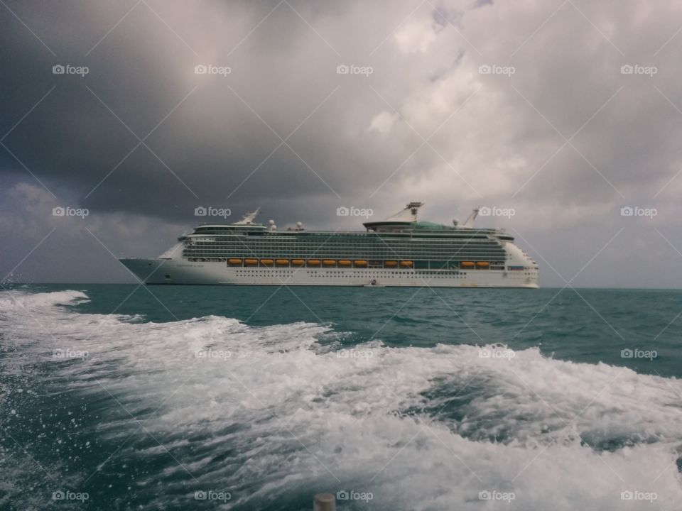 Cruise Ship in Tropical Rain