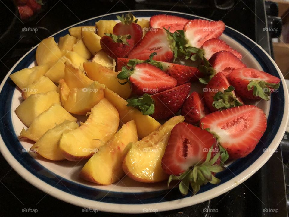 Peaches and strawberries