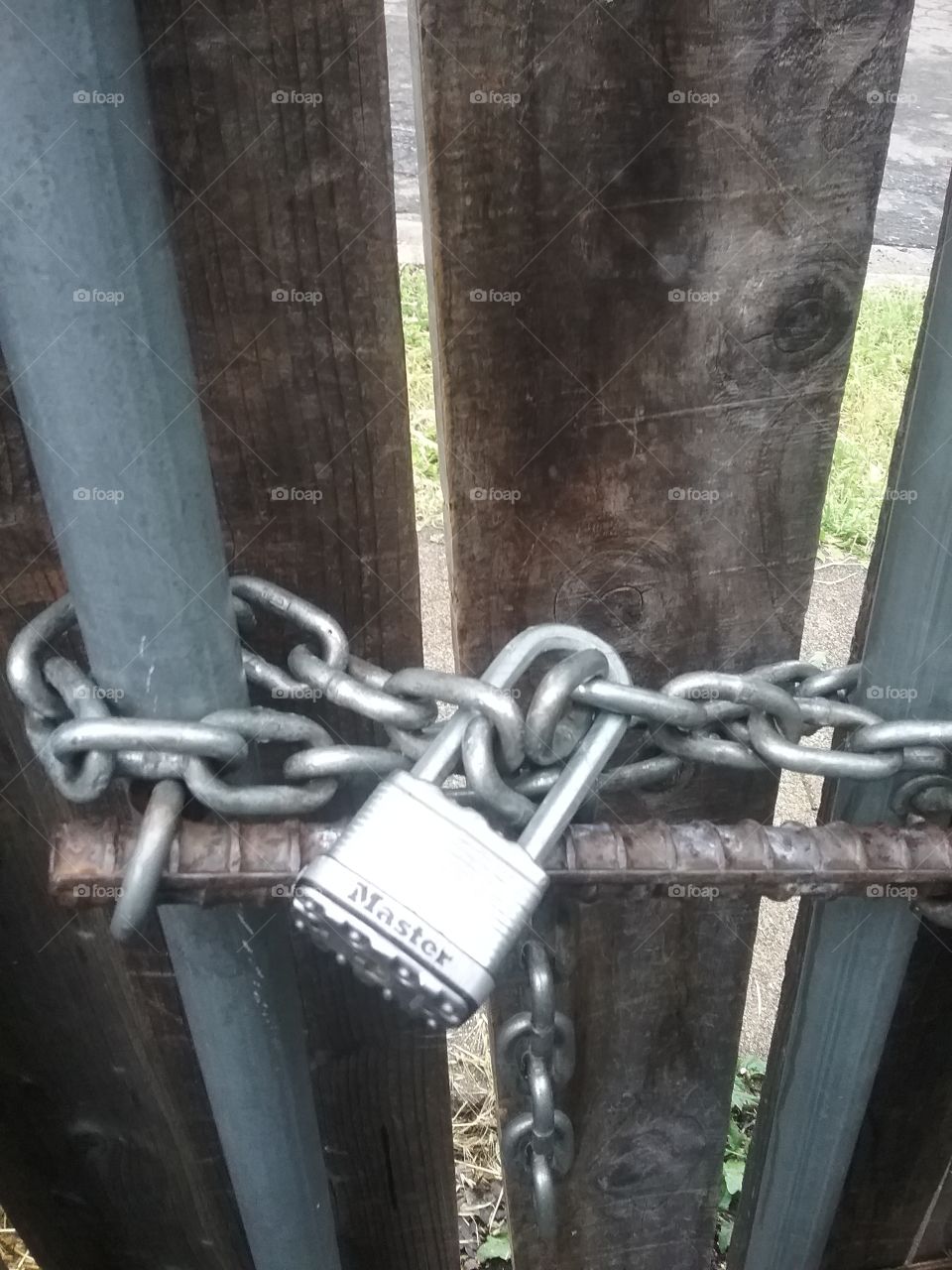 master lock and chain on gate