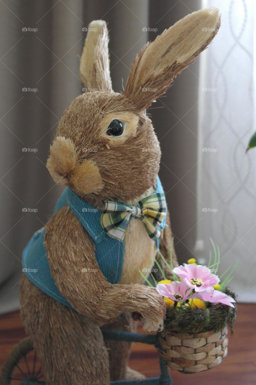 Bunny on the bicycle, Easter decor 