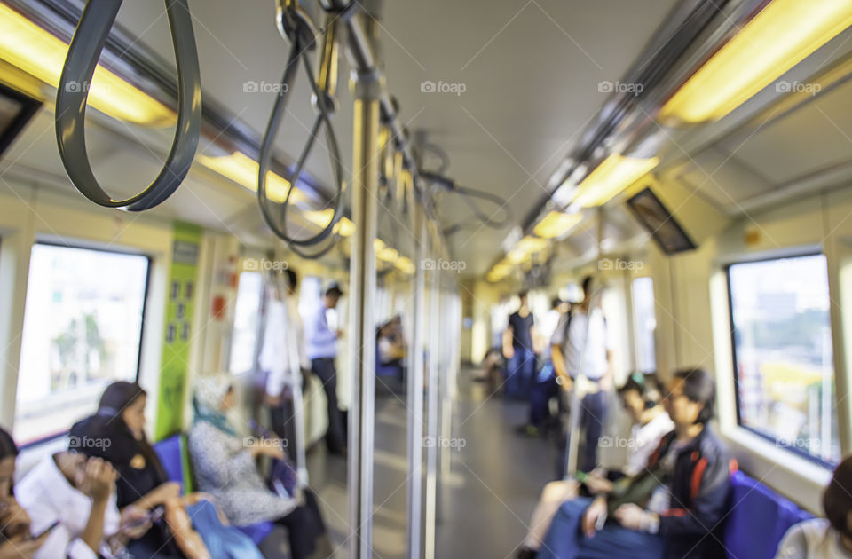 Blurry image of a passenger Subway train