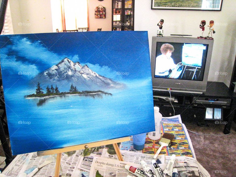 Painting along with bob Ross