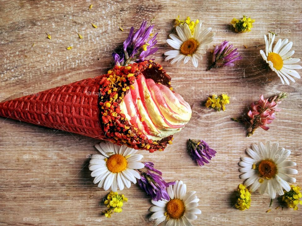 Summer time by foaр missions,vanilla ice cream cone and flowers - the taste of summer!