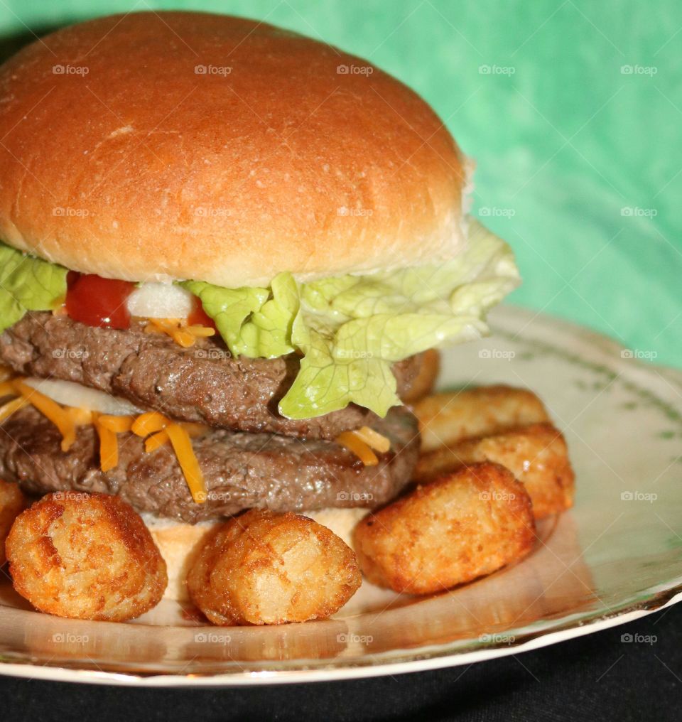 Homemade Double Cheeseburger