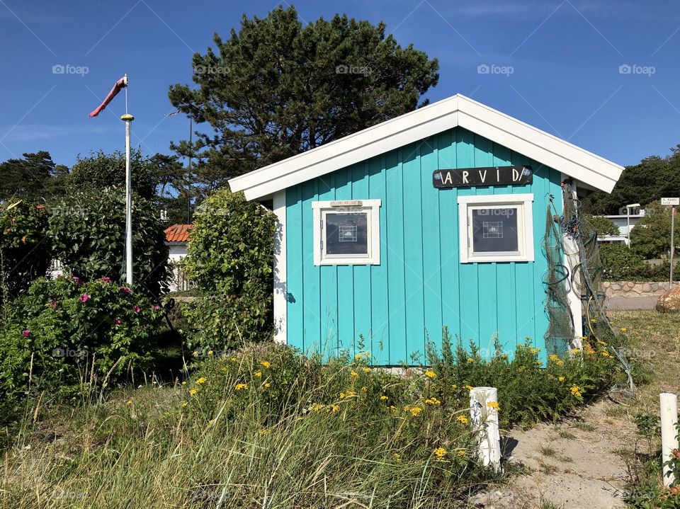 Mint green summer hut