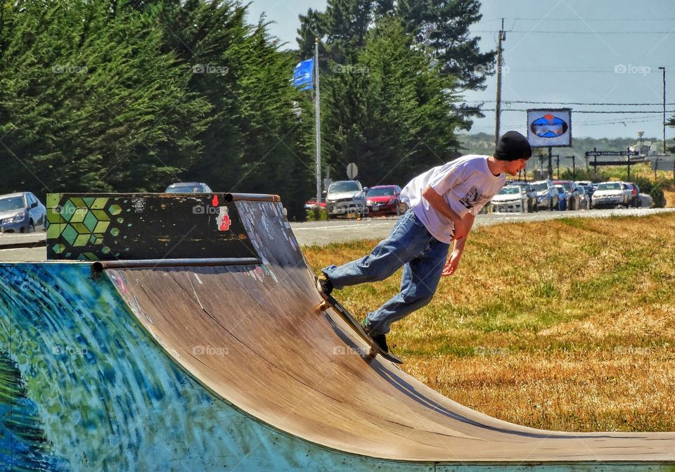 Homemade Quarterpipe Skateboard Ramp In The City